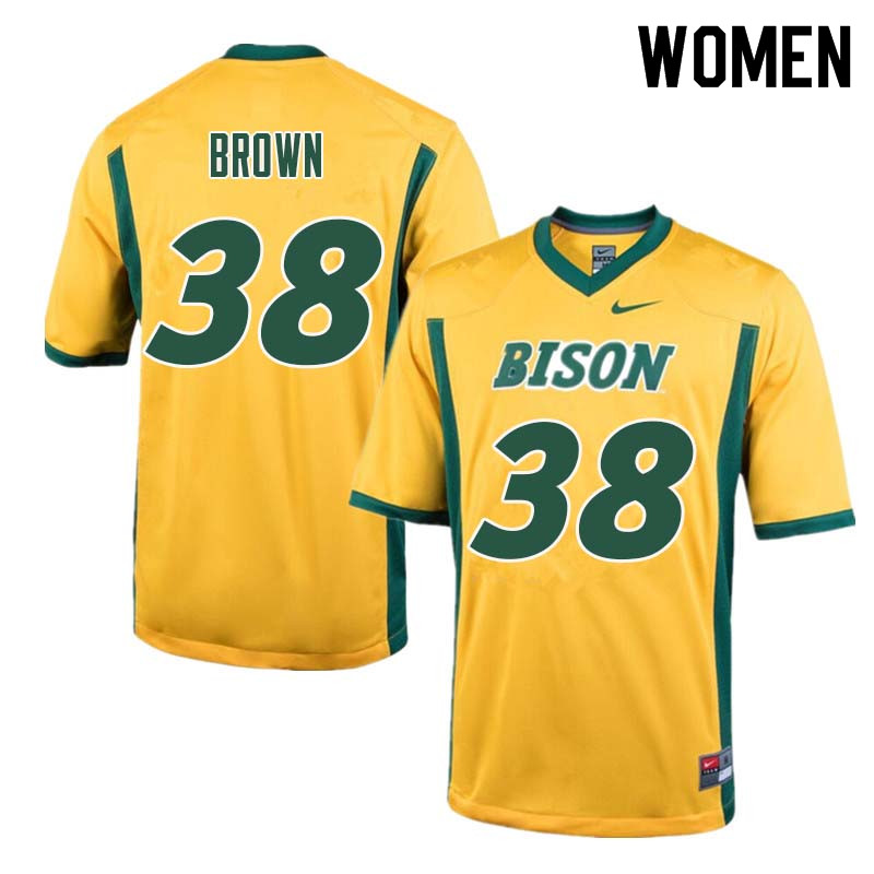 Women #38 Jaxon Brown North Dakota State Bison College Football Jerseys Sale-Yellow - Click Image to Close